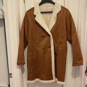 Brown faux Sherpa Lined Coat